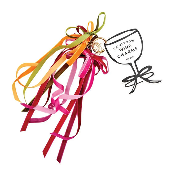 Velvet Bow Wine Charms - Set of 6