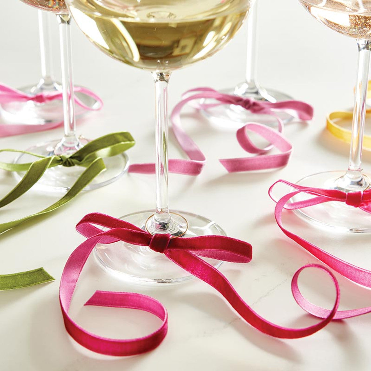 Velvet Bow Wine Charms - Set of 6