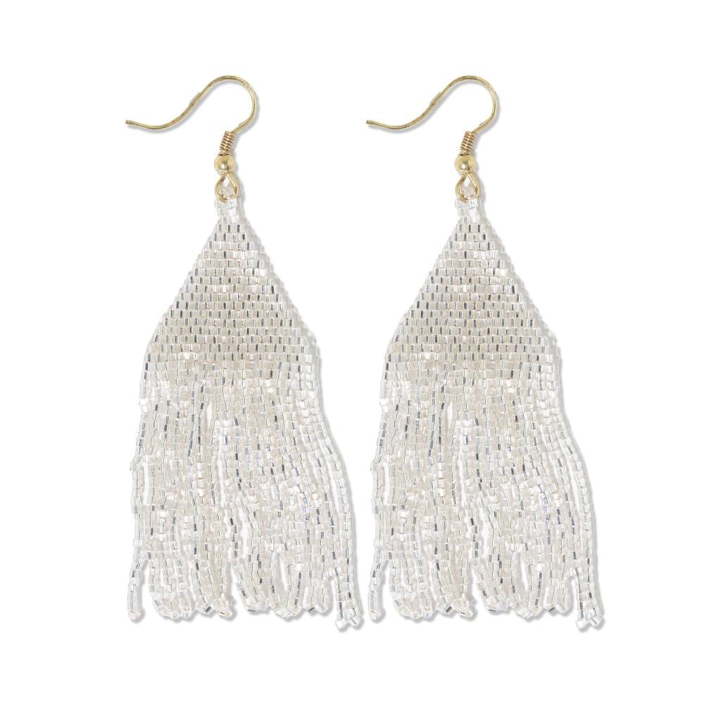 Load image into Gallery viewer, Lexie Solid Beaded Fringe Earrings - Silver
