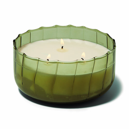 Ripple Transparent Green Ribbed Glass Candle - Secret Garden - 12 oz.