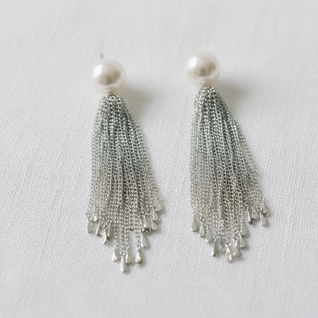 Vintage Pearl Tassel Dangle Earrings
