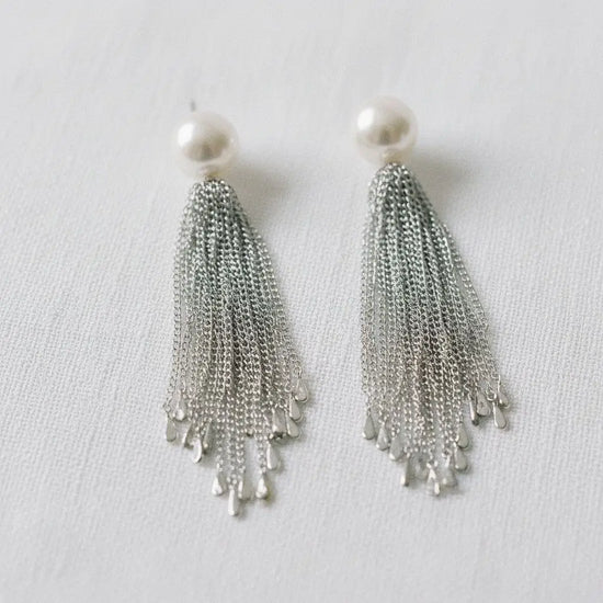 Vintage Pearl Tassel Dangle Earrings