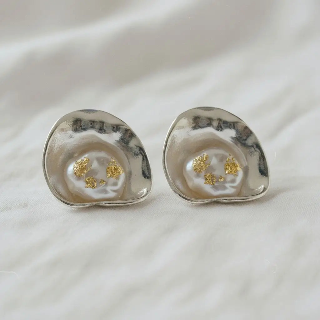 Silver Earrings with Gold Accents
