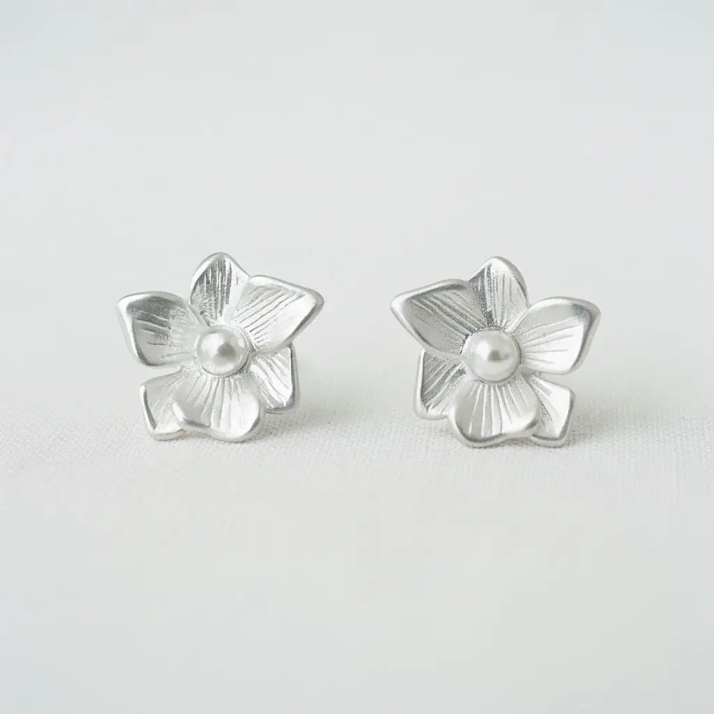 Artistic Floral Earrings - Silver