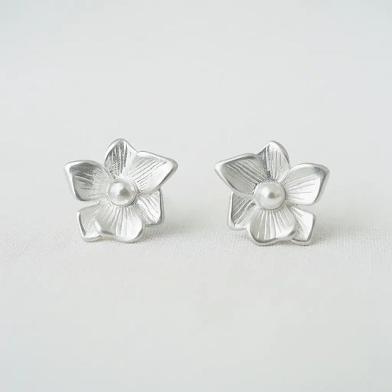 Artistic Floral Earrings - Silver