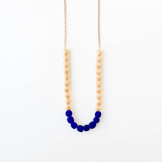 Recycled African Glass & Mixed Bead Necklace - Cream