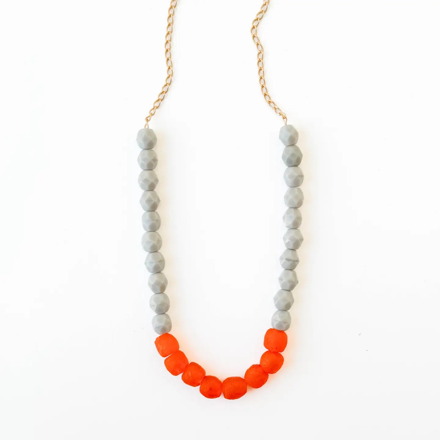 Recycled African Glass & Mixed Bead Necklace - Grey