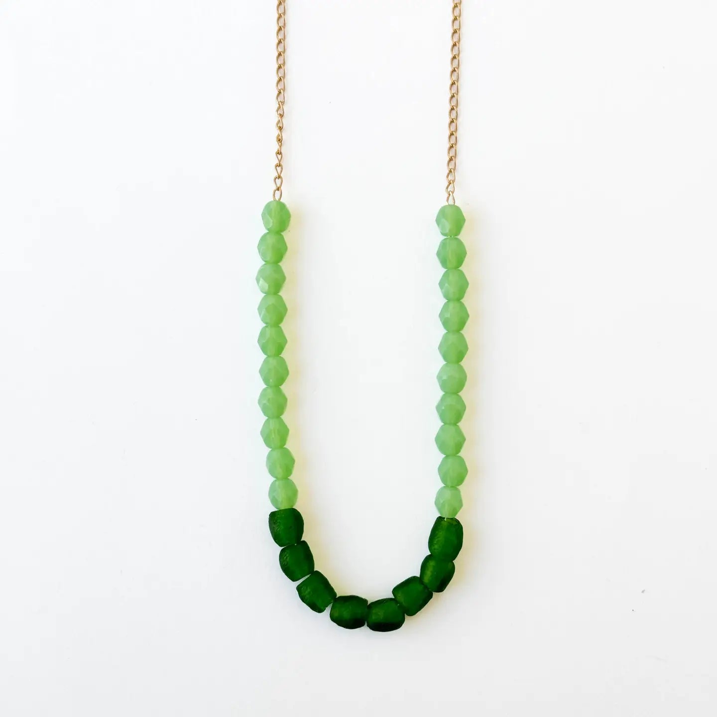 Recycled African Glass & Mixed Bead Necklace - Green