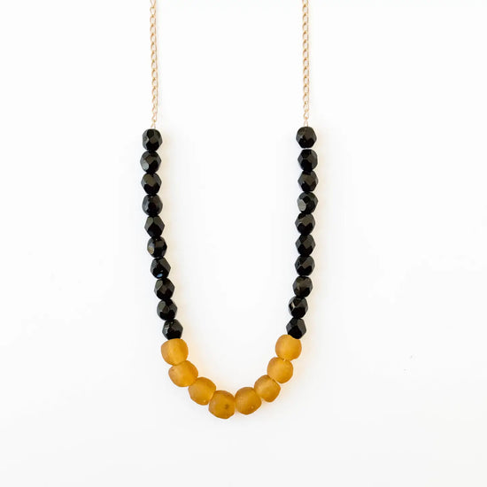 Recycled African Glass & Mixed Bead Necklace - Black