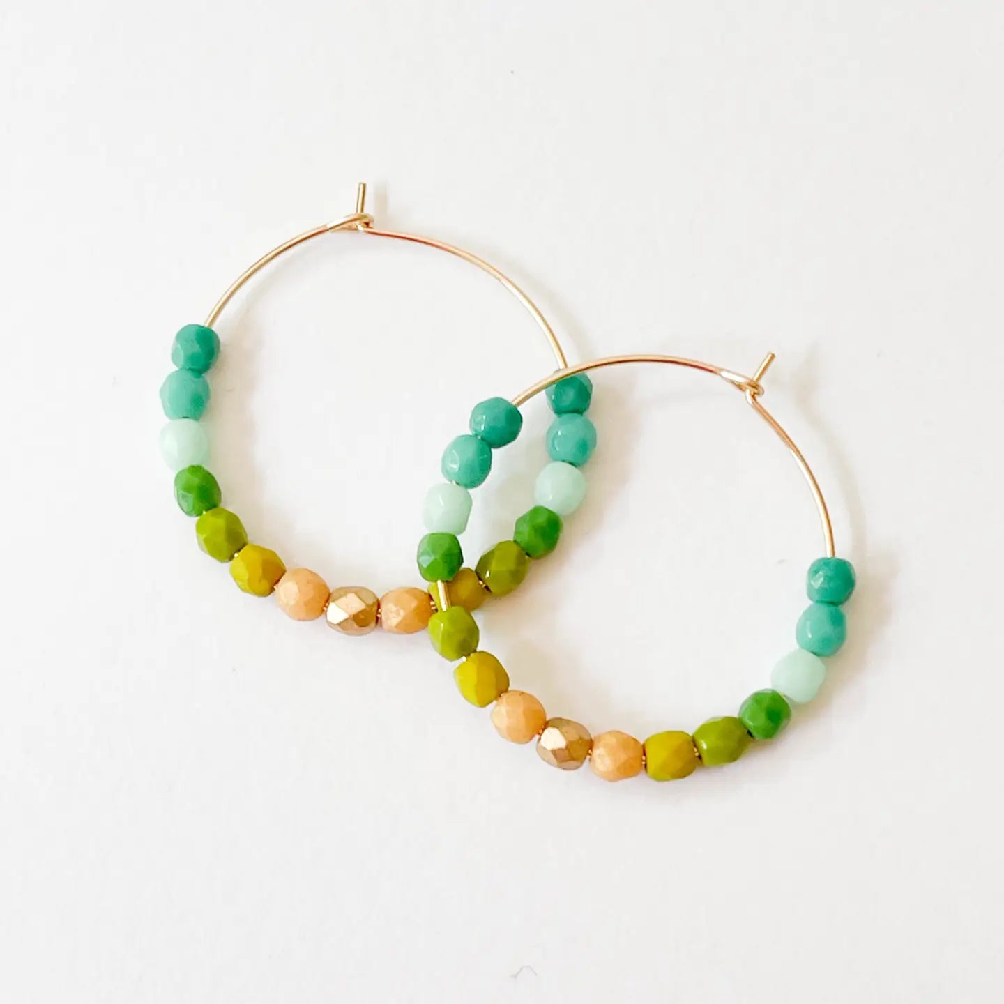 Colorful Gold-Filled Hombre Hoop Earrings - Green