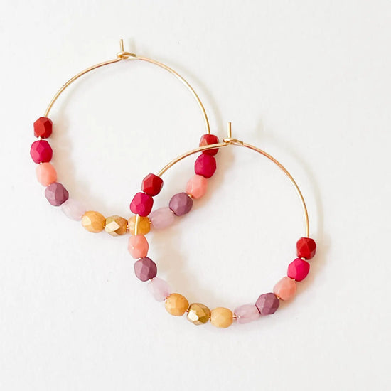 Colorful Gold-Filled Hombre Hoop Earrings - Purple