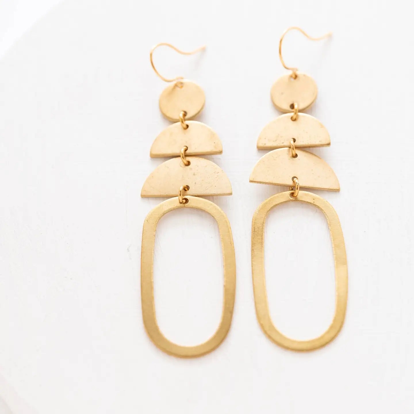 Long Oval & Moon Earrings