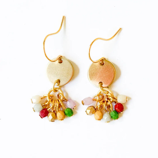 Small Cute Brass Earrings with Tiny Bead Clusters