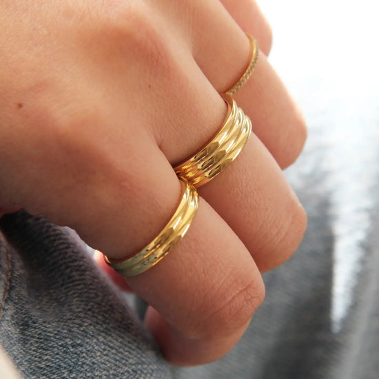 Layered Cigar Band Ring - 6 mm