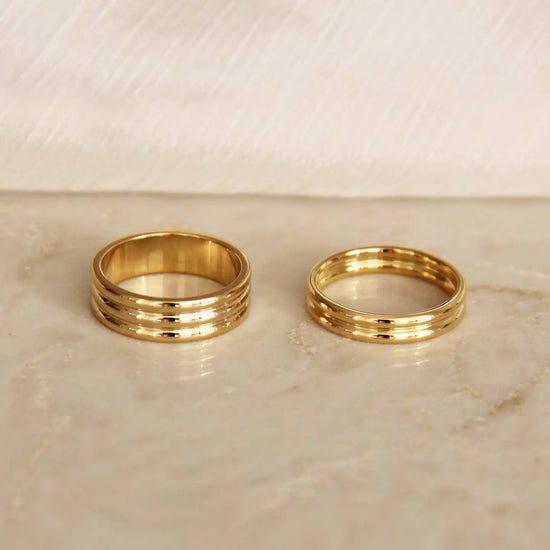 Layered Cigar Band Ring - 6 mm