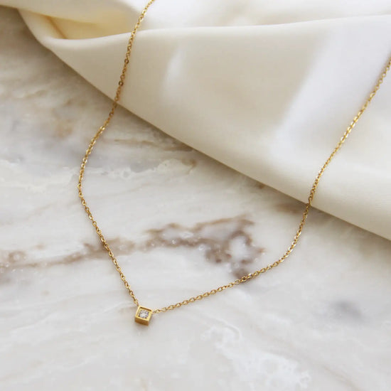 Square with Stone Necklace