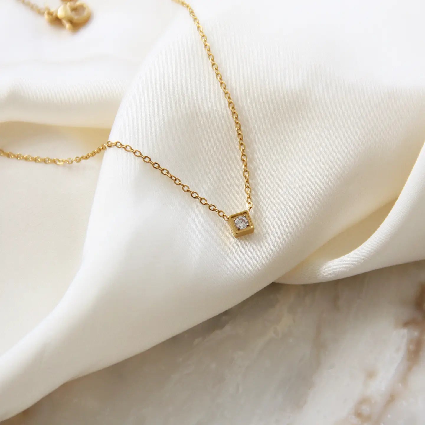 Square with Stone Necklace