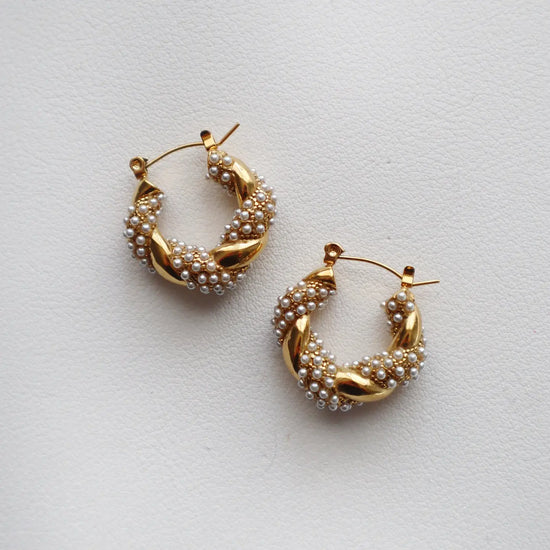 Nolita Pearl & Gold Twisted Hoop Earrings