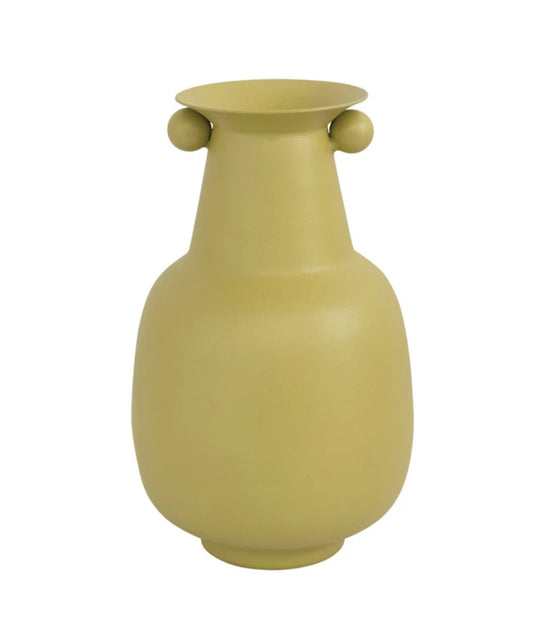 Textured Metal Vase - Mustard Color