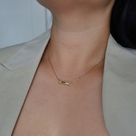 Lumi CZ Bar Necklace