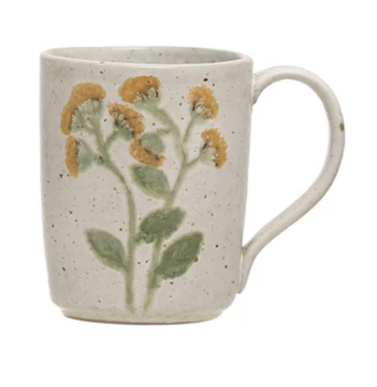 Hand-Painted Stoneware Mug -  Dandelions