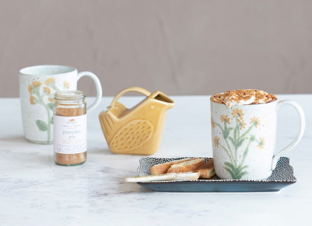 Hand-Painted Stoneware Mug -  Yellow Daisies