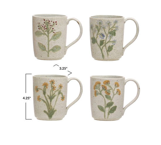 Hand-Painted Stoneware Mug -  Dandelions