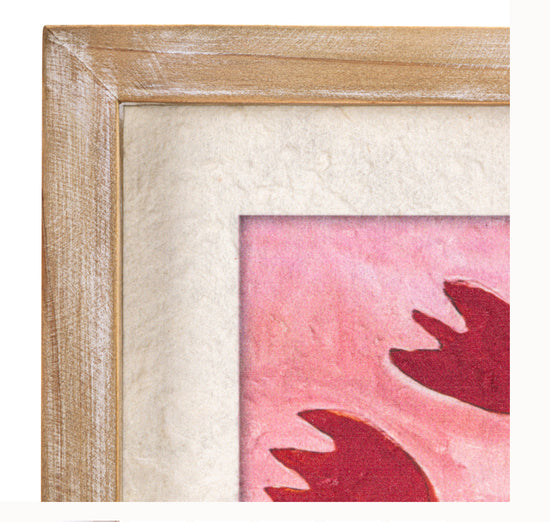 Textured Paper Wall Decor with Wood Frame - Flowers in Vase