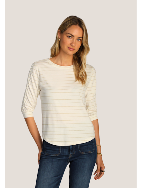 Julia Striped Tee - Gold/White