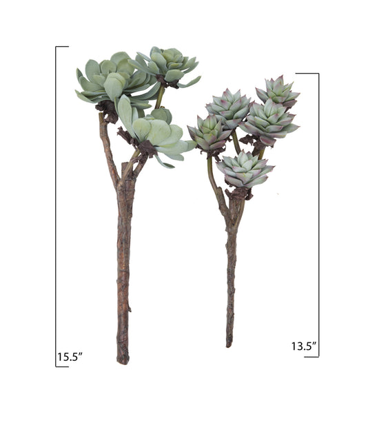 Faux Succulent Branch - 3 Blooms