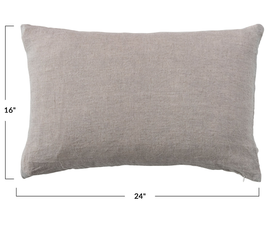 Stonewashed Linen Lumbar Pillow - Natural