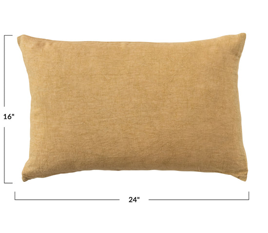 Stonewashed Linen Lumbar Pillow - Mustard