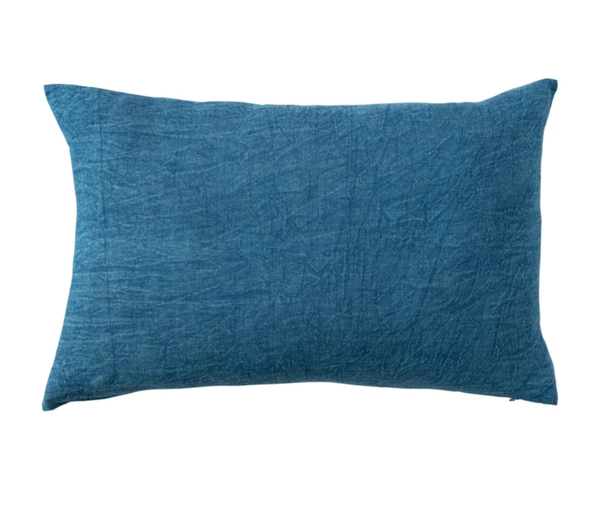 Stonewashed Linen Lumbar Pillow - Navy