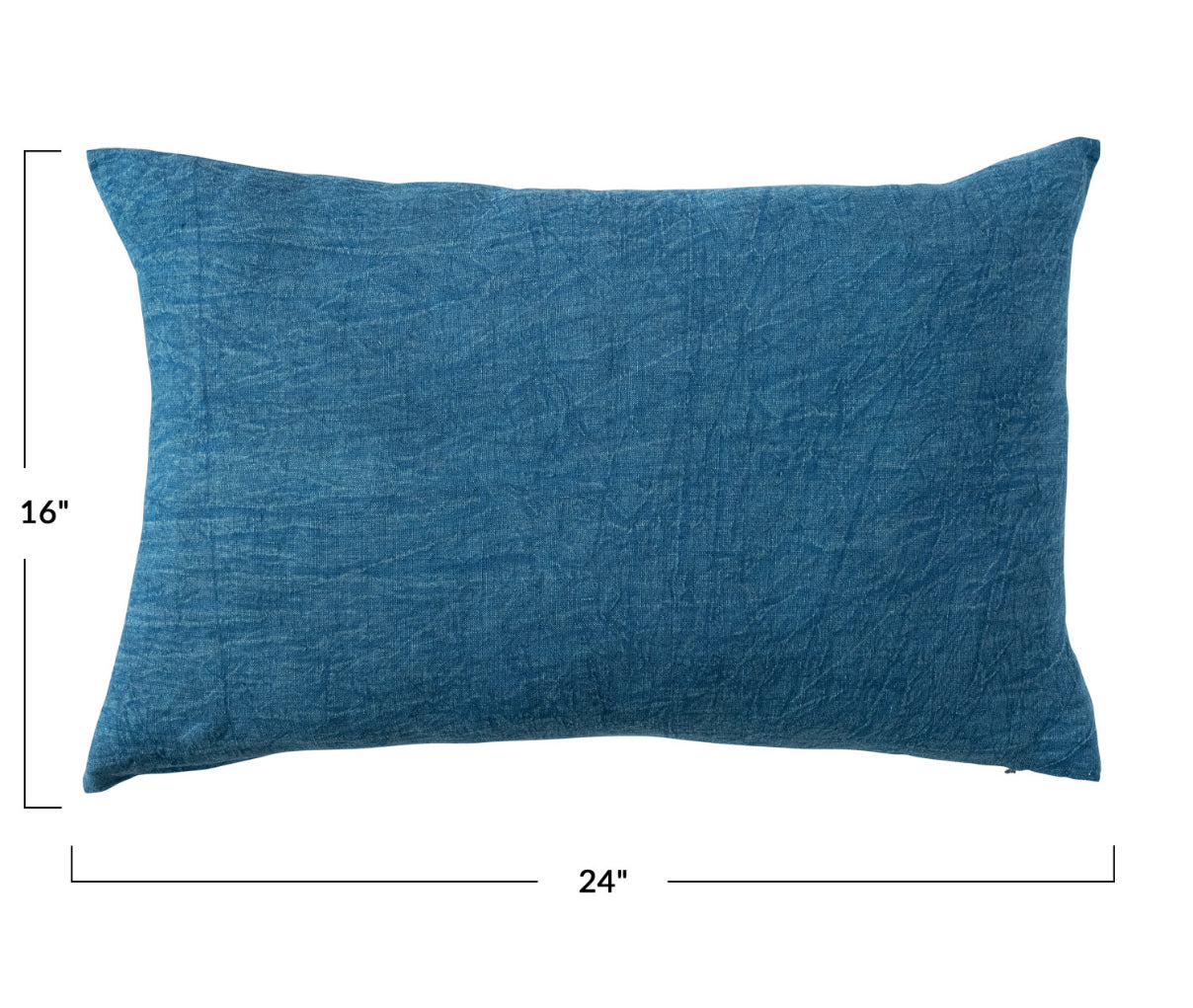 Stonewashed Linen Lumbar Pillow - Navy