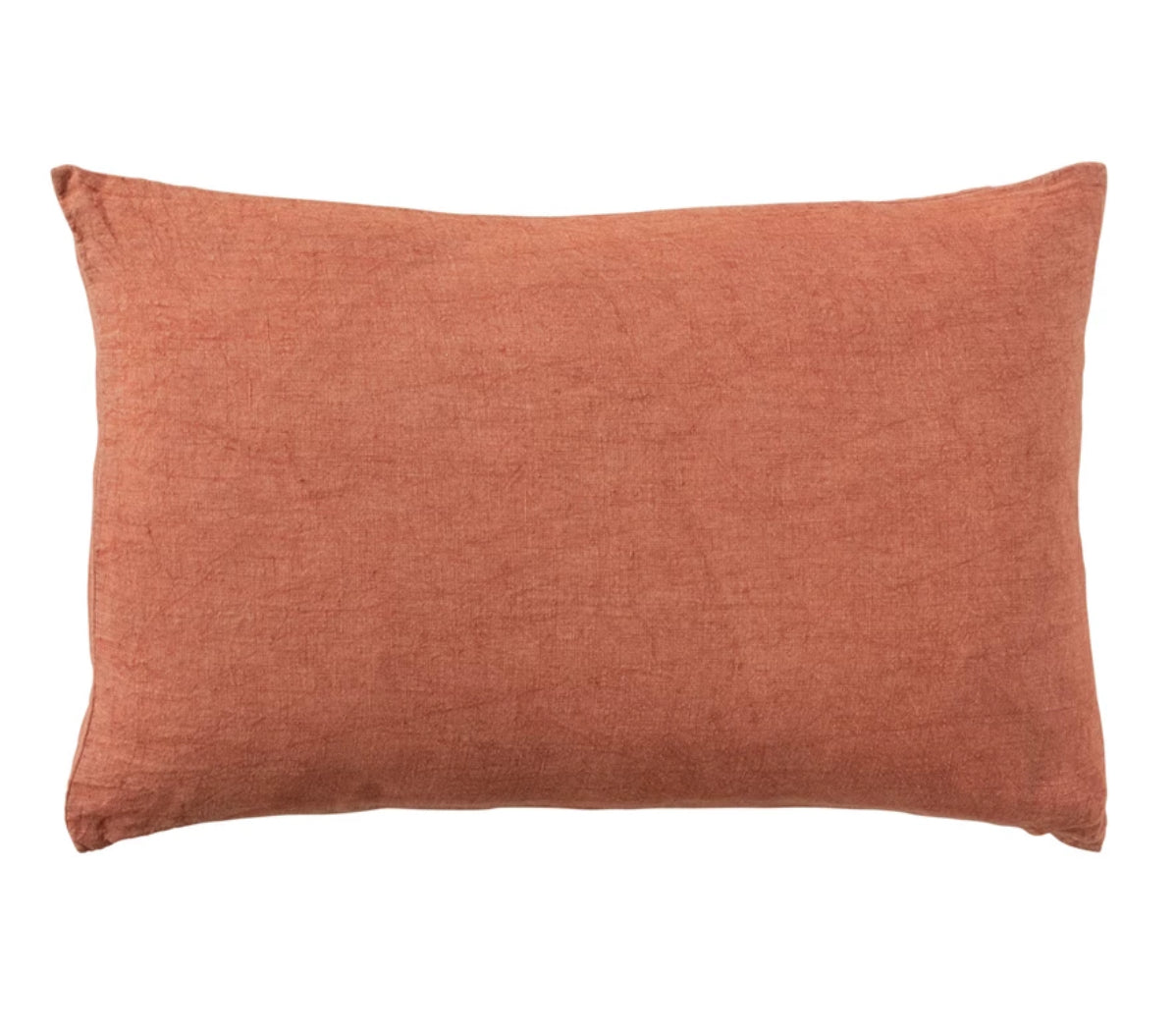 Stonewashed Linen Lumbar Pillow - Rust