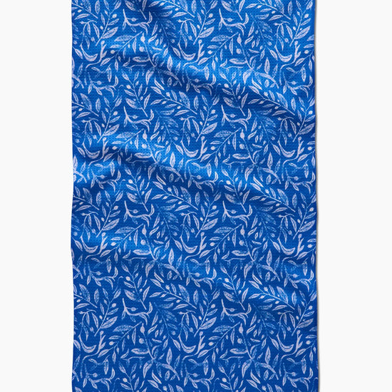 Hanukkah Leaves Tea Towel - White