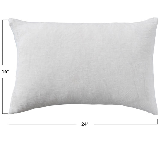 Stonewashed Linen Lumbar Pillow - Ivory