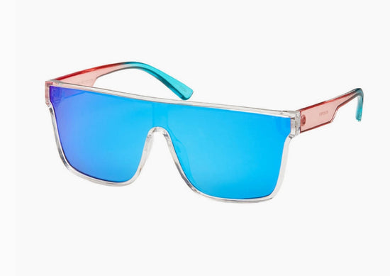 Shields Wrap Mirrored Sunglasses - Light Blue