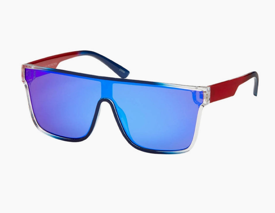 Shields Wrap Mirrored Sunglasses - Dark Blue