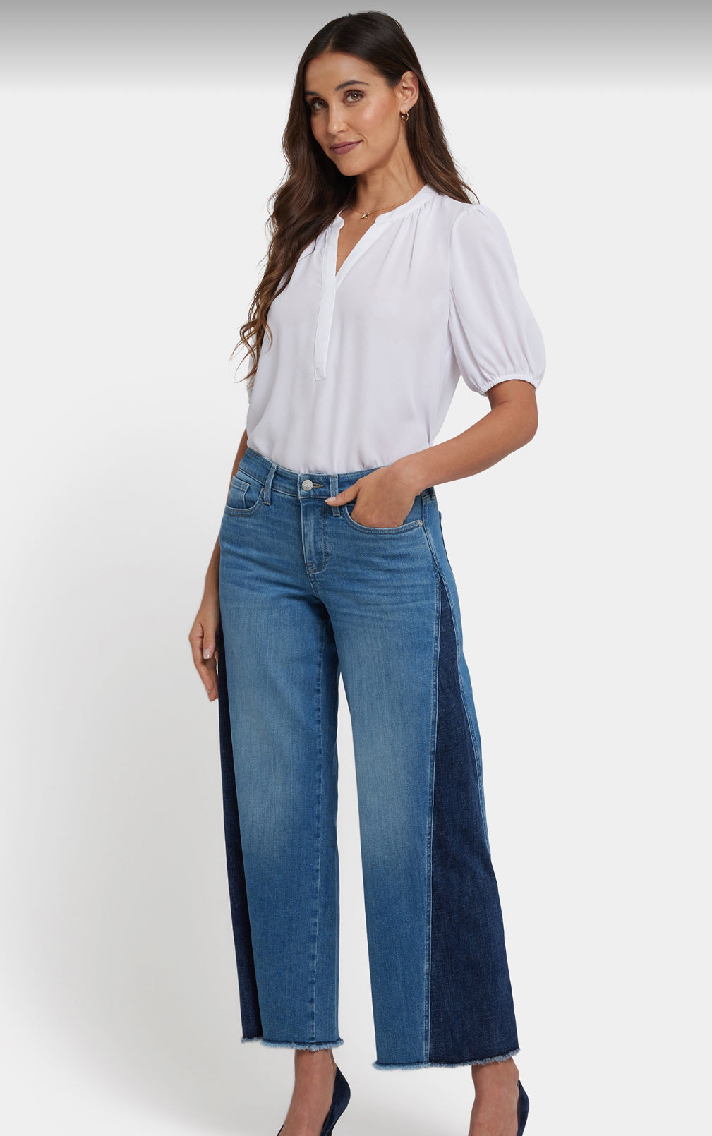 Teresa Wide Leg Jeans with Side Contrast - Avenue Blue