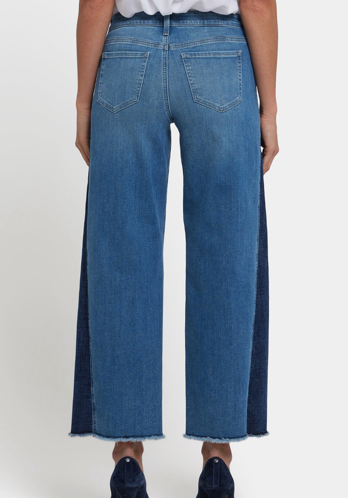 Teresa Wide Leg Jeans with Side Contrast - Avenue Blue