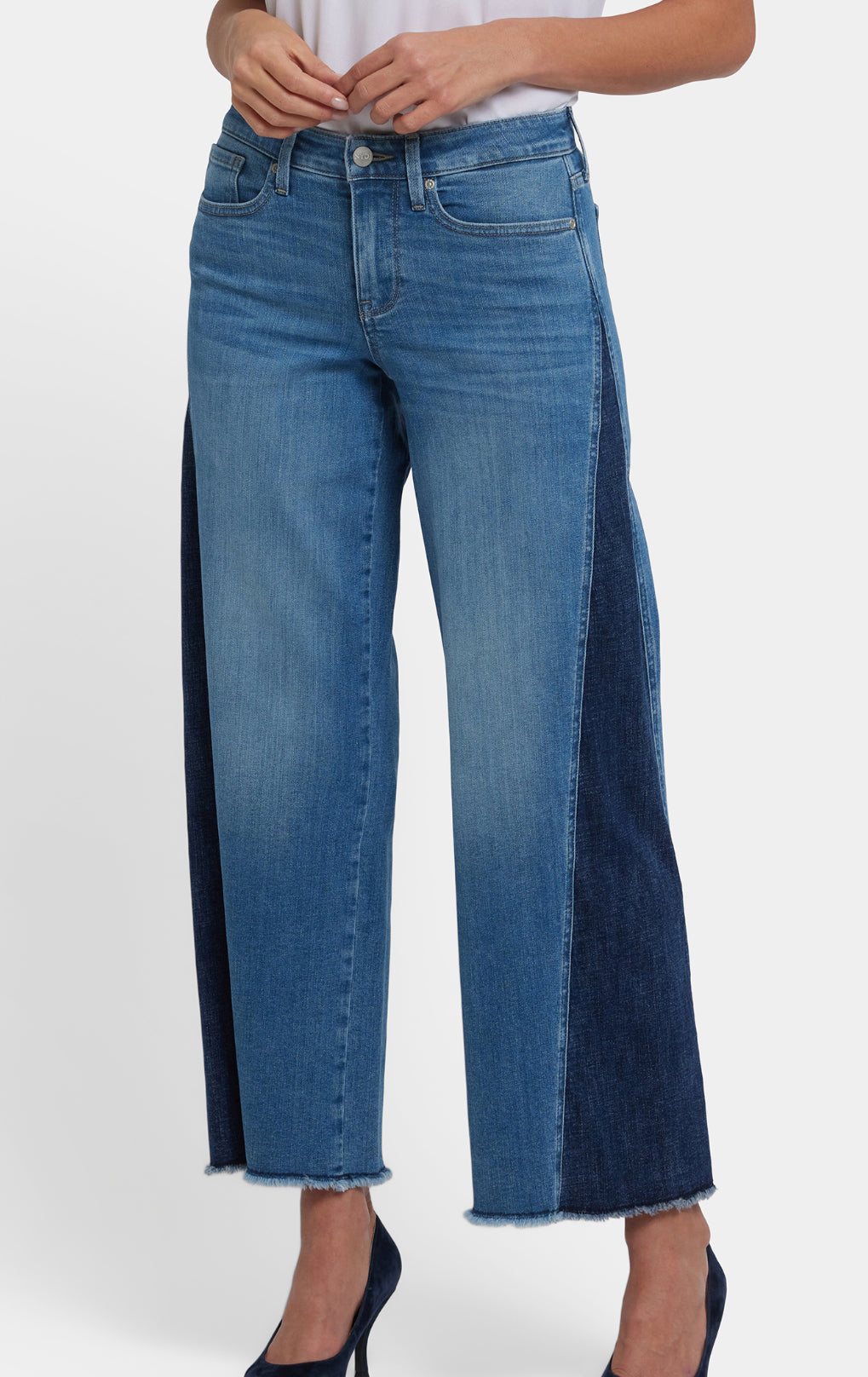 Teresa Wide Leg Jeans with Side Contrast - Avenue Blue