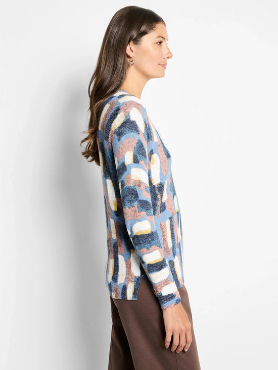 Brushstrokes Waffle Sweater - Neutral Multi