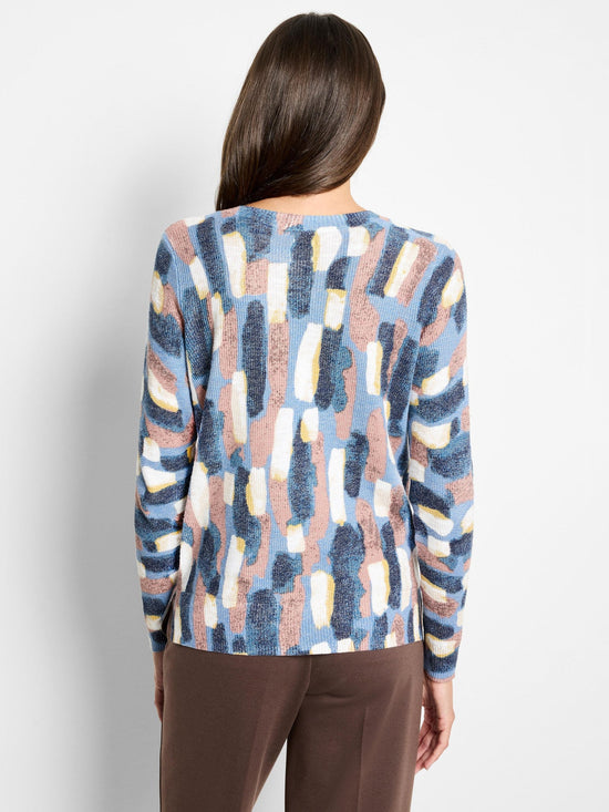 Brushstrokes Waffle Sweater - Neutral Multi