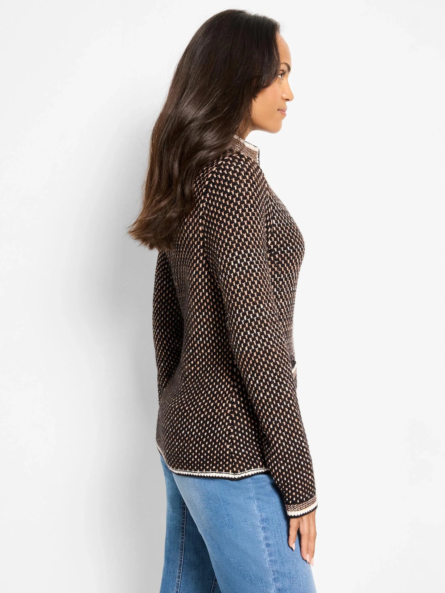 Brick Stitch Knit Jacket - Neutral Multi
