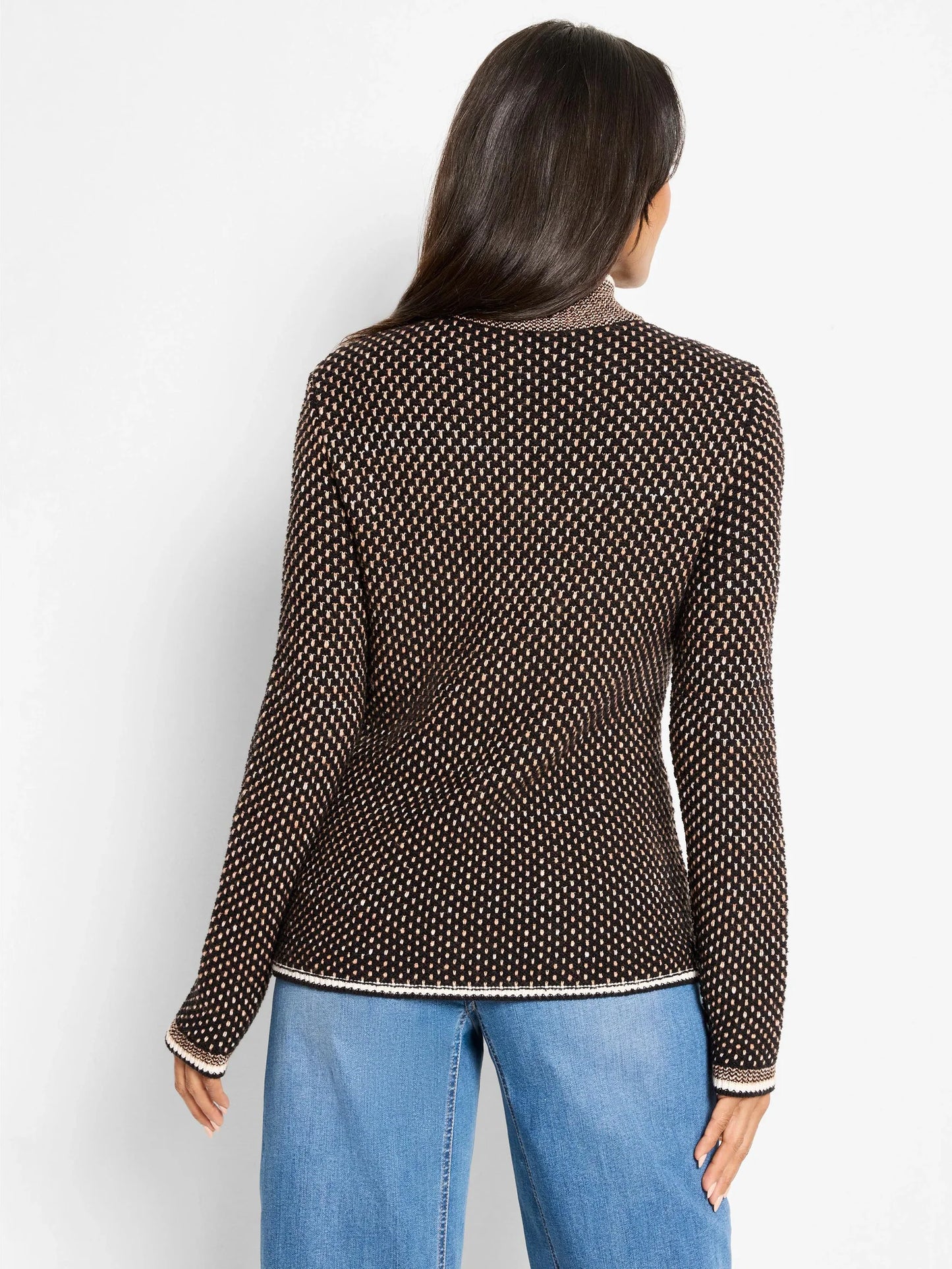 Brick Stitch Knit Jacket - Neutral Multi