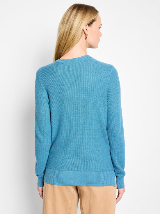 Waffle Stitch V-Neck Sweater - Peacock