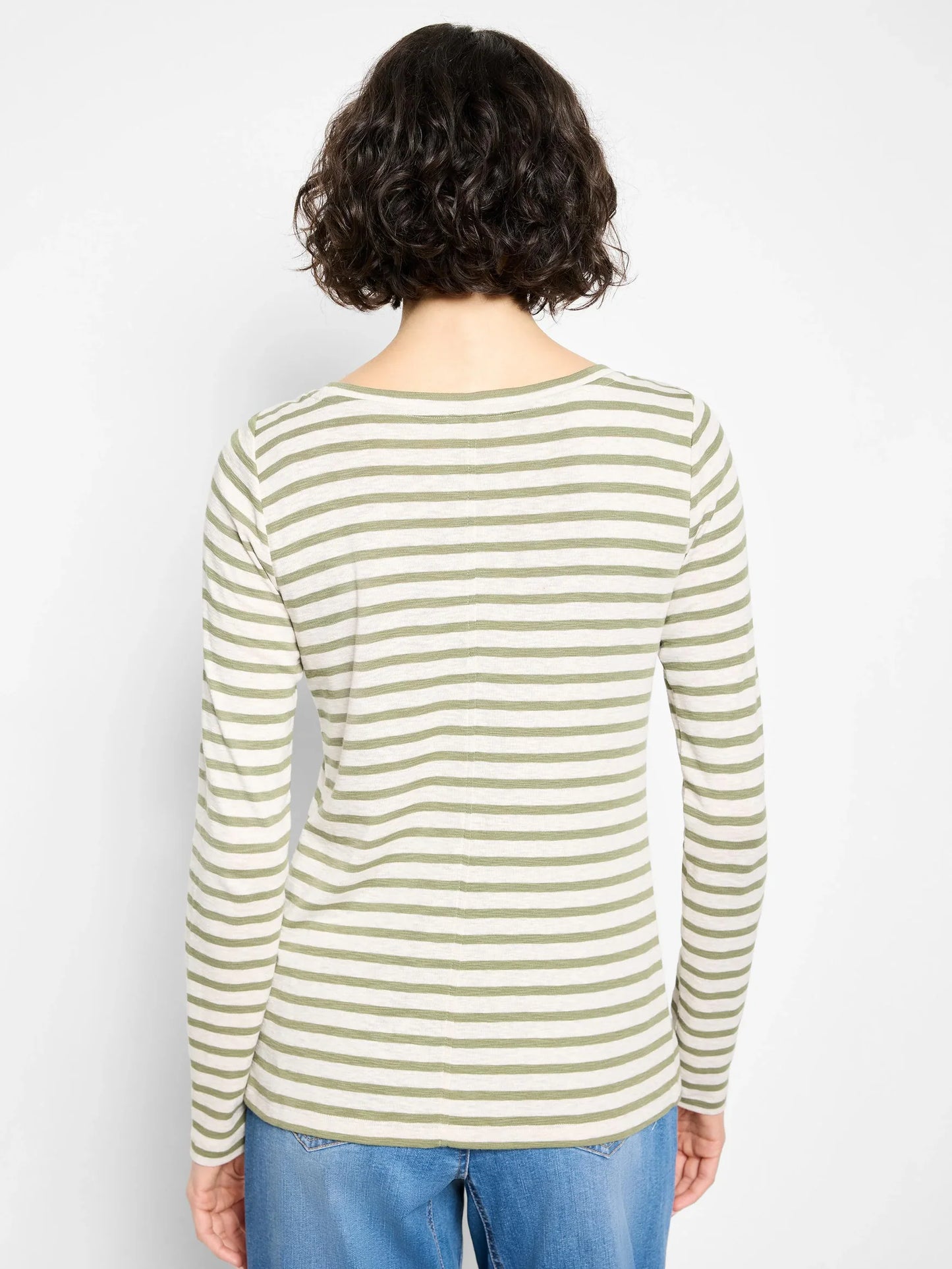 Long Sleeve Boatneck Tee - Green Multi