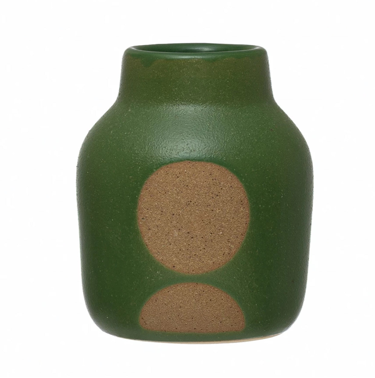 Stoneware Vase with Circle Design - Green