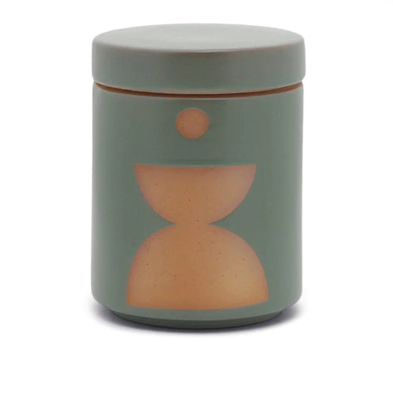 Form Dark Green Matte Ceramic Candle with Lid - 12 oz. - Spanish Moss